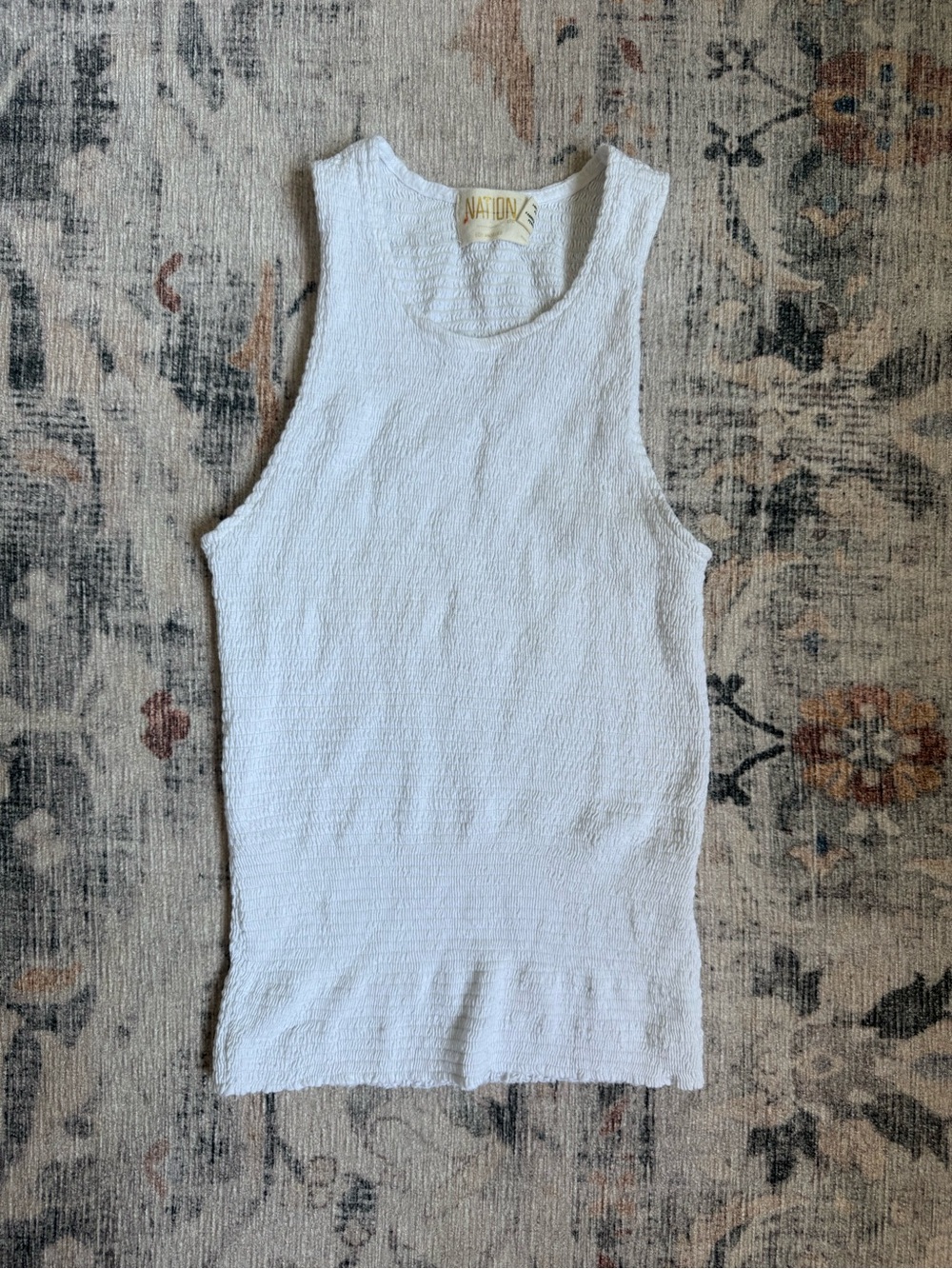 White Textured Sleeveless Tank Top